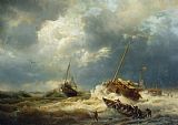 Ship Prints - Ships In A Storm On The Dutch Coast by Andreas Achenbach