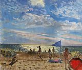 Andrew Macara Blue flag and red sun shade painting