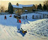 Andrew Macara Children Sledging painting