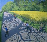 Andrew Macara Cyclists and Yellow Field
