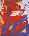 Red And White Prints - Abstract Painting c.1982 Indigo Red White by Andy Warhol