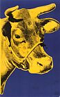 Andy Warhol Cow Yellow on Blue Background