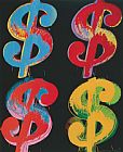 Andy Warhol Four Dollar Signs c.1982 Blue Red Orange Yellow