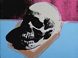 Andy Warhol Skull c.1976 White on Blue And Pink painting