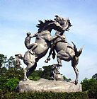 Anna Vaughan Hyatt Huntington Prints - The Fighting Stallions by Anna Vaughan Hyatt Huntington