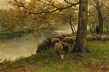 Anton Mauve Sheep Watering by a River