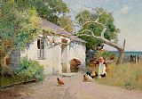 Arthur Claude Strachan Feeding the Hens