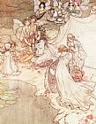 Arthur Rackham Illustration For A Fairy Tale Fairy Queen Covering A Child With Blossom