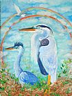 Moore Paintings - Great Blue Herons Seek Freedom by Ashleigh Dyan Moore
