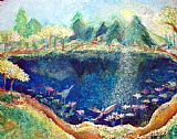 Moore Paintings - Lotus Lake by Ashleigh Dyan Moore