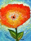 Moore Paintings - Orange Flower Pop by Ashleigh Dyan Moore