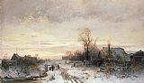 August Fink Children playing in a winter landscape