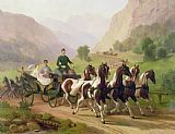 Austrian School Emperor Franz Joseph I of Austria being driven in his carriage with his wife Elizabeth of Bavaria I