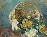 Basket Prints - Chrysanthemums Or The Overturned Basket by Berthe Morisot