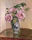 Camille Pissarro Prints - A Vase of Peonies by Camille Pissarro