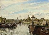 Camille Pissarro Prints - Barge on the Seine at Bougival by Camille Pissarro