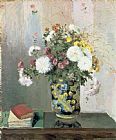 The Chinese Room in The Royal Palace, Berlin Paintings - Chrysanthemums in a Chinese Vase by Camille Pissarro