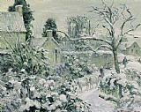 Camille Pissarro Prints - Effect of Snow with Cows at Montfoucault by Camille Pissarro