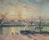 Camille Pissarro Prints - Sunset at Rouen by Camille Pissarro