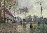 Camille Pissarro Prints - The Coach to Louveciennes by Camille Pissarro