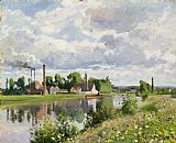 Camille Pissarro Prints - The River Oise near Pontoise by Camille Pissarro