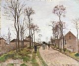 Camille Pissarro Prints - The Road to Saint Cyr at Louveciennes by Camille Pissarro