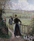 Camille Pissarro Prints - The Woman with the Geese by Camille Pissarro