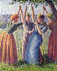 Camille Pissarro Prints - Women Planting Peasticks by Camille Pissarro