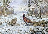 Carl Donner Pair of Pheasants with a Wren