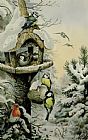 Carl Donner Winter Bird Table with Blue Tits