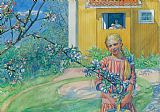 Carl Larsson Girl With Apple Blossom