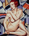 Catherine (b.1966) (contemporary Artist) Paintings - Cubist Nude Orange and Purple by Catherine Abel