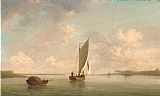 Sail Prints - A Smack Under Sail in a Light Breeze in a River by Charles Brooking