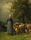 Charles Emile Jacque The Missing Flock painting