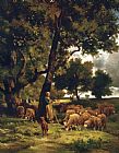 Charles Emile Jacque The Shepherdess And Her Flock painting
