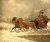 Charles Ferdinand De La Roche Returning Home in Winter