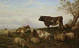 Sheep Prints - Cattle And Sheep Resting by Charles Jones