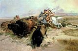 Charles Marion Russell Buffalo Hunt painting