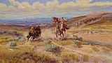 Charles Marion Russell Spearing A Buffalo painting