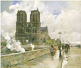 Oil Paintings - Notre Dame Cathedral Paris 1888 Oil on Canvas by Childe Hassam