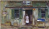 New England Prints - The News Depot Cos Cob Connecticut 1912 by Childe Hassam