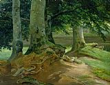 Ernst Paintings - Beech Trees in Frederiksdal near Copenhagen by Christian Ernst Bernhard Morgenstern