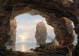 Ernst Paintings - Fisherman in a Grotto Helgoland by Christian Ernst Bernhard Morgenstern