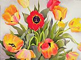 Christopher Ryland Orange And Red Tulips