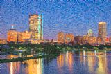 Clarence Holmes Boston Night Skyline Impasto