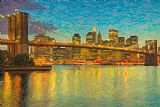 Clarence Holmes Brooklyn Bridge Twilight Impasto