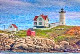 Clarence Holmes Cape Neddick Nubble Lighthouse Impasto
