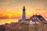 Clarence Holmes Portland Head Light at Sunrise Impasto II