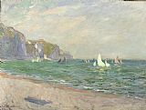 Claude Monet Boats below the Cliffs at Pourville