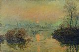 Claude Monet Sun Setting over the Seine at Lavacourt